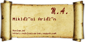Miklósi Arián névjegykártya
